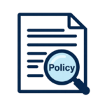 icon image of a document with a magnifying glass highlighting the word 'Policy'.